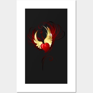 Heart with foil wings Posters and Art